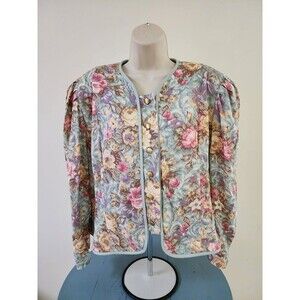 Leslie Fay 1980's Petites Collection Button Front Blouse Blazer Size: 16P